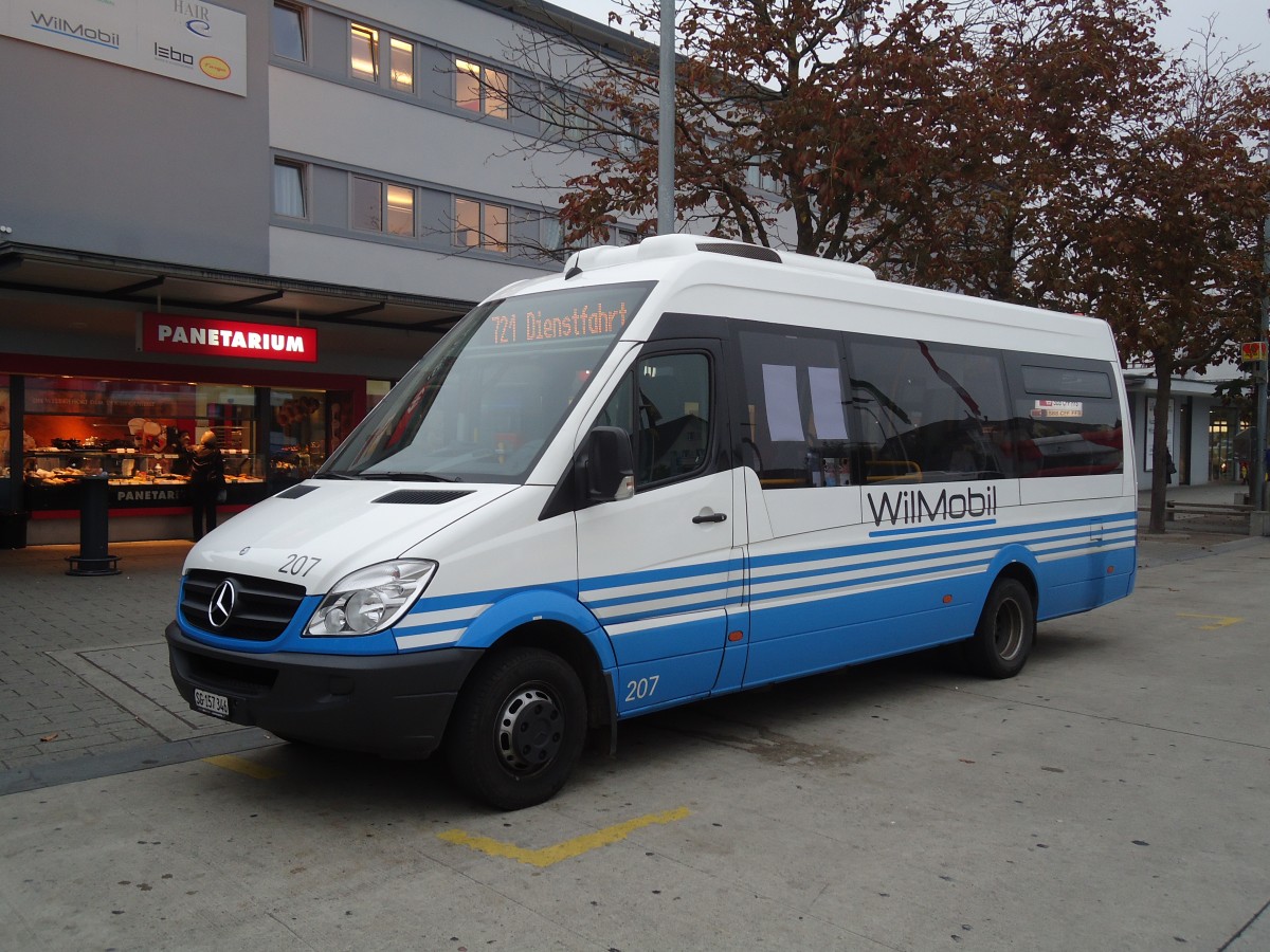 (130'401) - WilMobil, Wil - Nr. 207/SG 157'346 - Mercedes am 13. Oktober 2010 beim Bahnhof Wil