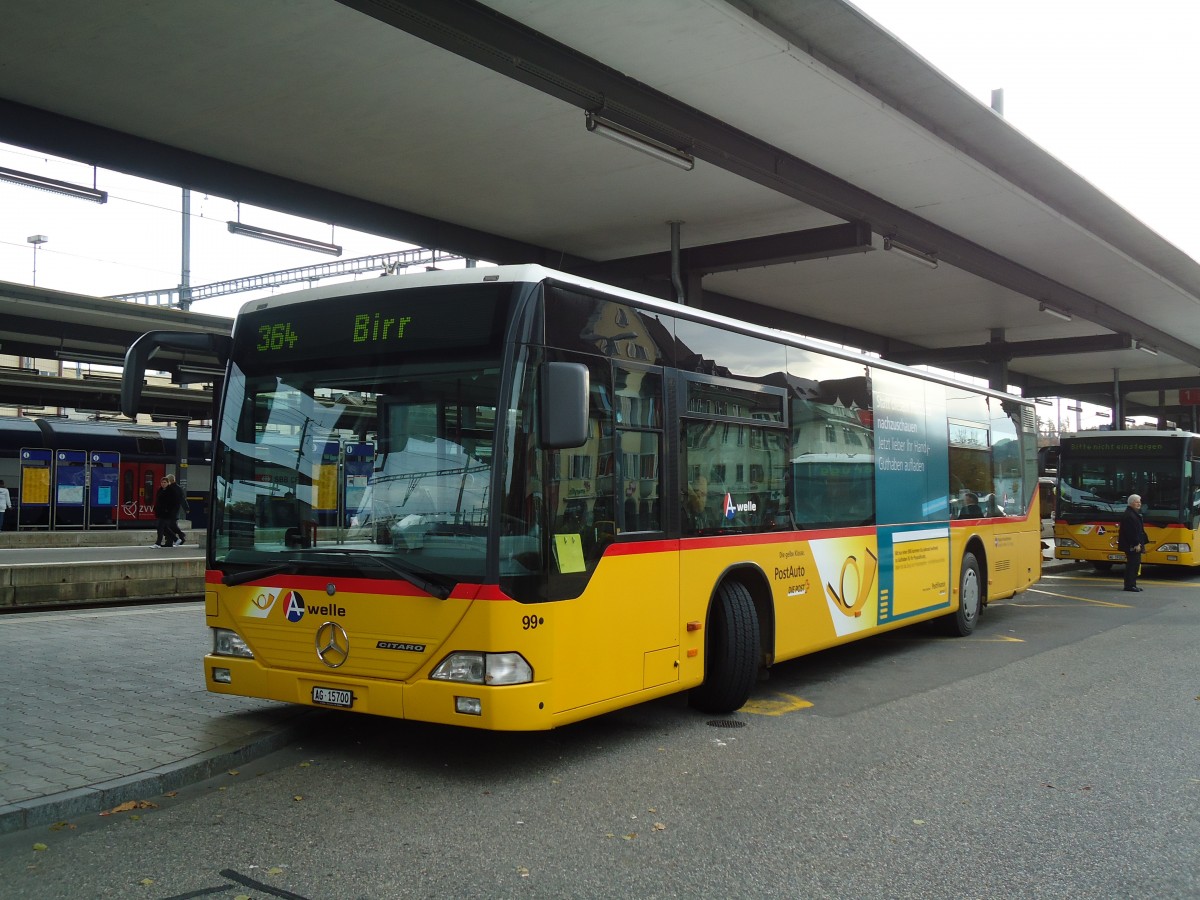 (130'837) - Voegtlin-Meyer, Brugg - Nr. 99/AG 15'700 - Mercedes am 30. Oktober 2010 beim Bahnhof Brugg