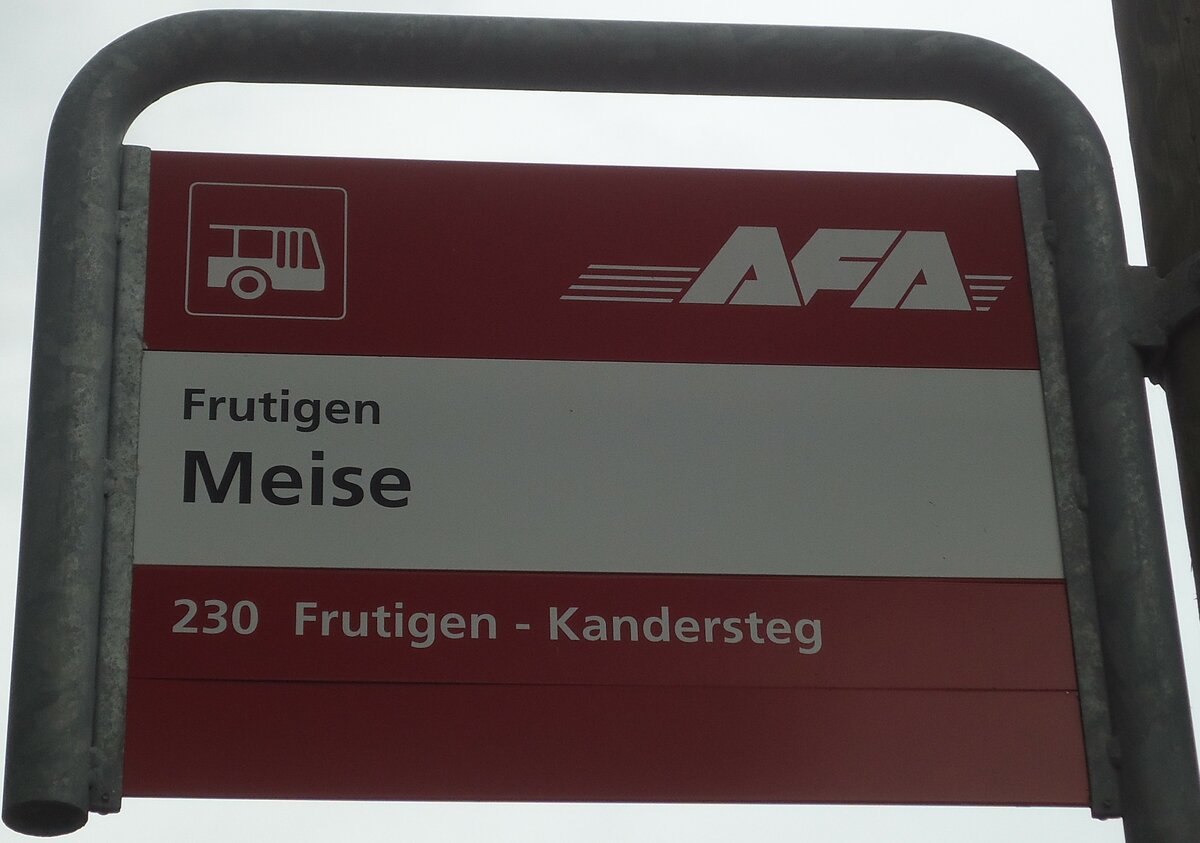 (130'974) - AFA-Haltestellenschild - Frutigen, Meise - am 15. November 2010