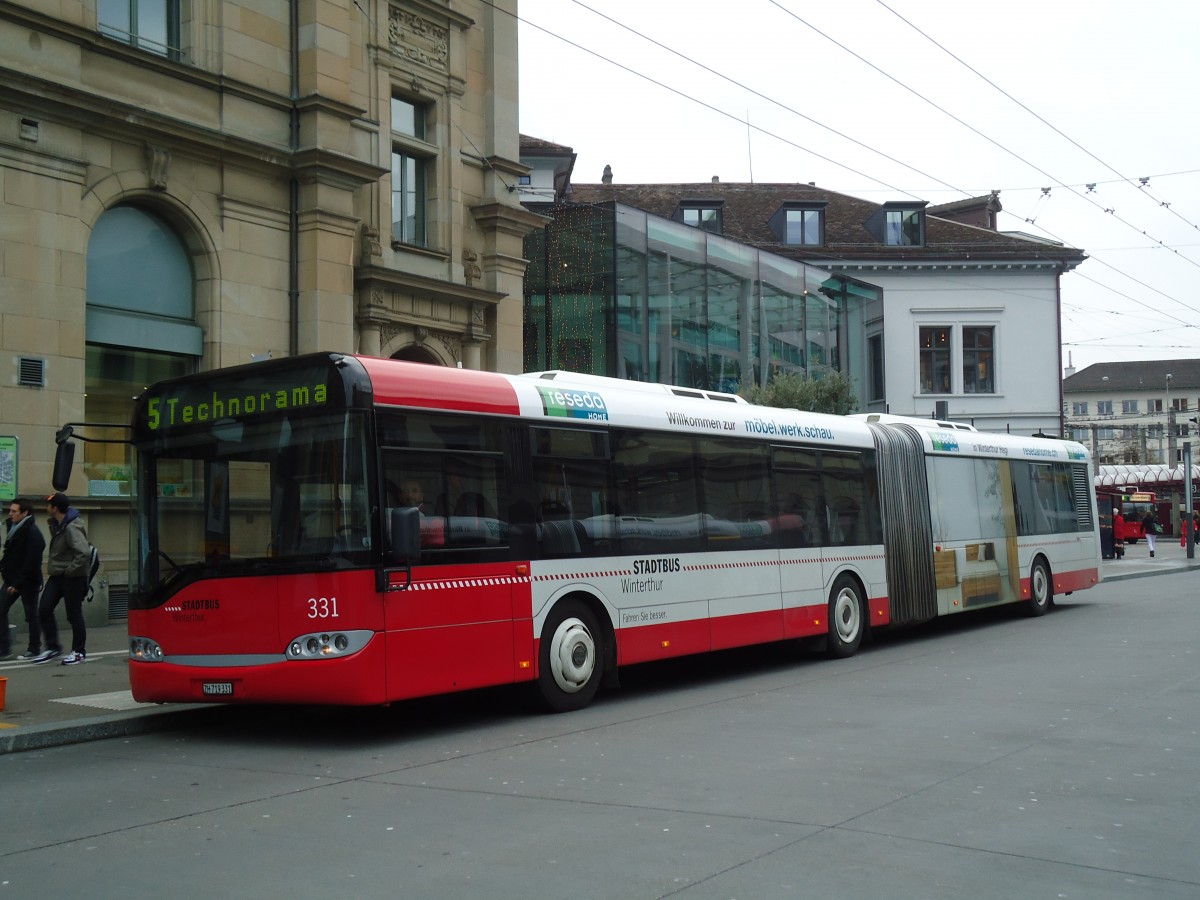 (131'035) - SW Winterthur - Nr. 331/ZH 719'331 - Solaris am 17. November 2010 beim Hauptbahnhof Winterthur