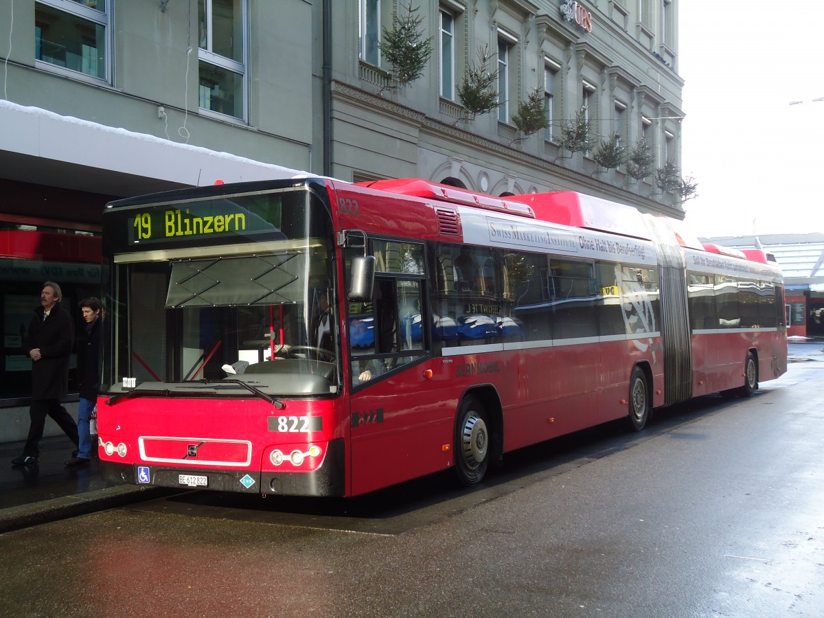 (131'149) - Bernmobil, Bern - Nr. 822/BE 612'822 - Volvo am 29. November 2010 beim Bahnhof Bern