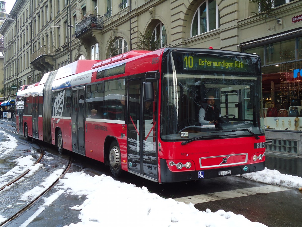 (131'168) - Bernmobil, Bern - Nr. 805/BE 612'805 - Volvo am 29. November 2010 beim Bahnhof Bern