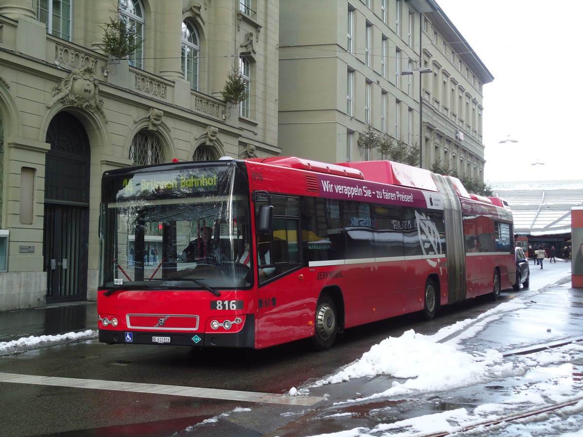 (131'177) - Bernmobil, Bern - Nr. 816/BE 612'816 - Volvo am 29. November 2010 beim Bahnhof Bern