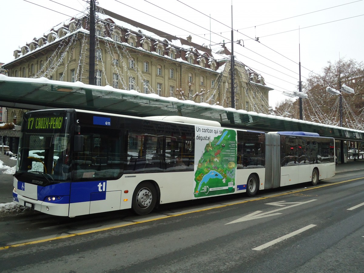 (131'244) - TL Lausanne - Nr. 611/VD 310'121 - Neoplan am 5. Dezember 2010 in Lausanne, Chauderon