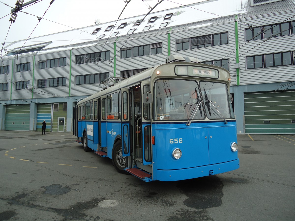 (131'259) - TL Lausanne (Rtrobus) - Nr. 656 - FBW/Eggli Trolleybus am 5. Dezember 2010 in Lausanne, Dpt Prlaz