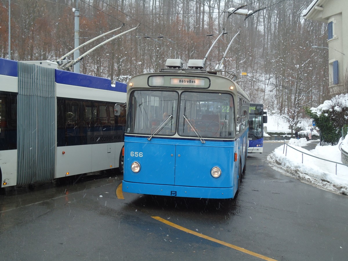 (131'266) - TL Lausanne (Rtrobus) - Nr. 656 - FBW/Eggli Trolleybus am 5. Dezember 2010 in Lausanne, Bellevaux