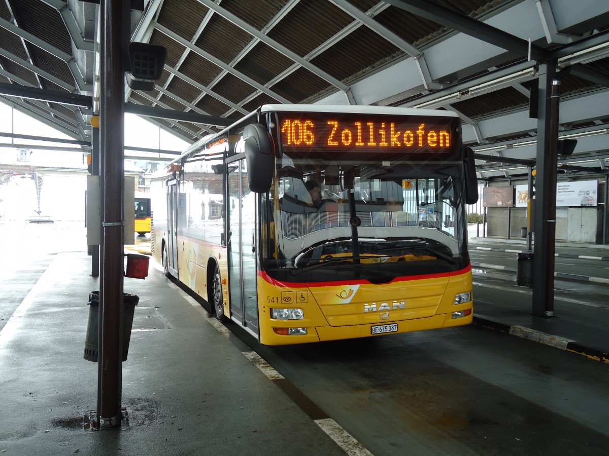 (131'337) - PostAuto Bern - Nr. 541/BE 675'387 - MAN am 7. Dezember 2010 in Bern, Postautostation