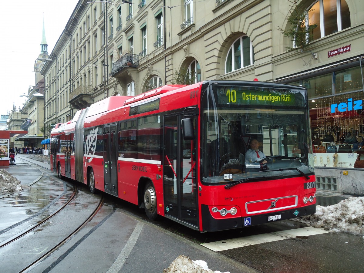 (131'356) - Bernmobil, Bern - Nr. 801/BE 612'801 - Volvo am 7. Dezember 2010 beim Bahnhof Bern