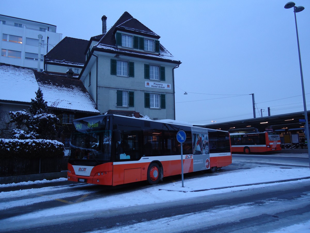 (131'706) - AOT Amriswil - Nr. 13/TG 111'773 - Neoplan am 27. Dezember 2010 beim Bahnhof Romanshorn