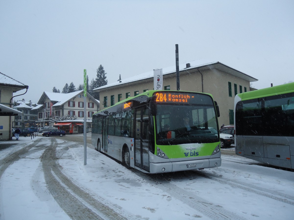 (131'750) - Busland, Burgdorf - Nr. 18/BE 612'514 - Van Hool am 28. Dezember 2010 beim Bahnhof Langnau