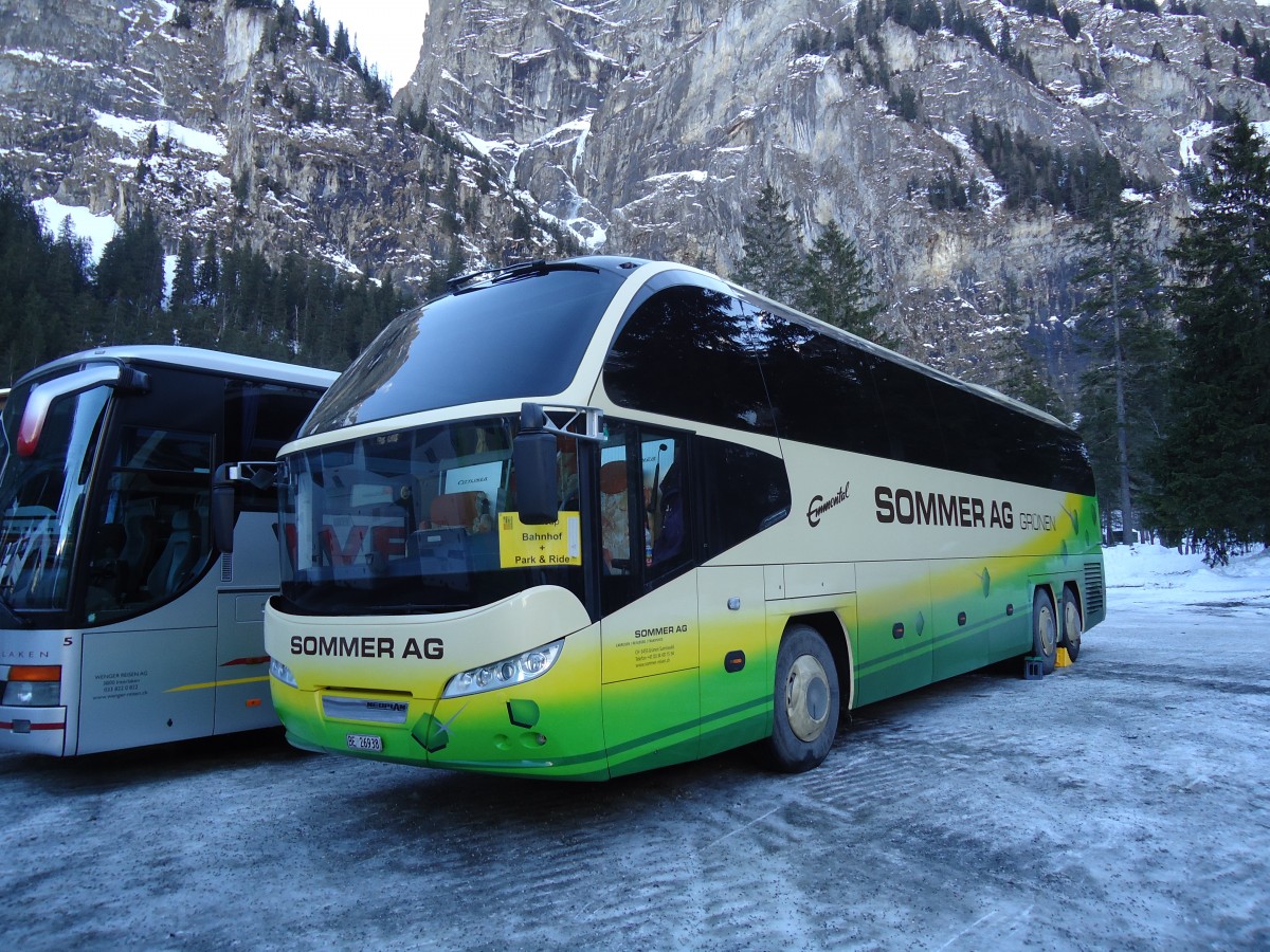 (132'061) - Sommer, Grnen - BE 26'938 - Neoplan am 8. Januar 2011 in Adelboden, Unter dem Birg