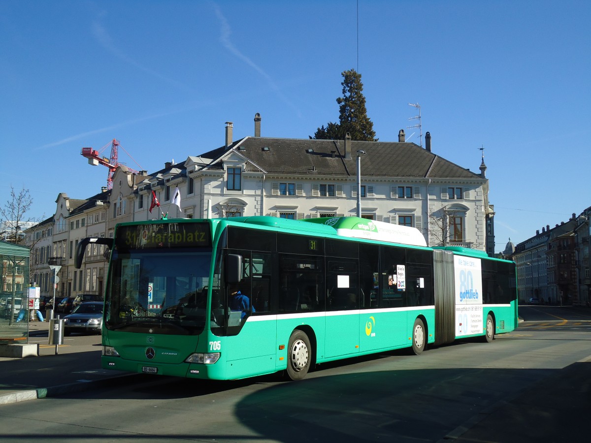 (132'539) - BVB Basel - Nr. 705/BS 6664 - Mercedes am 7. Februar 2011 in Basel, Wettsteinplatz