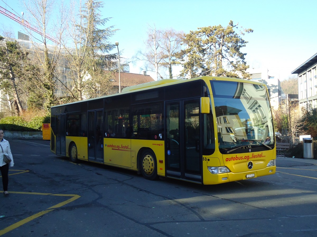 (132'582) - AAGL Liestal - Nr. 53/BL 7183 - Mercedes am 7. Februar 2011 beim Bahnhof Liestal