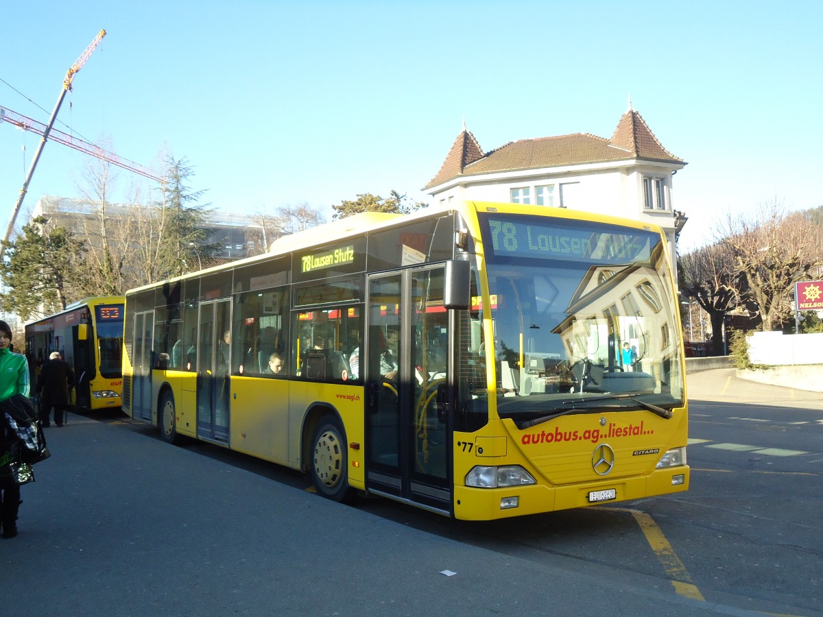 (132'589) - AAGL Liestal - Nr. 77/BL 6260 - Mercedes am 7. Februar 2011 beim Bahnhof Liestal