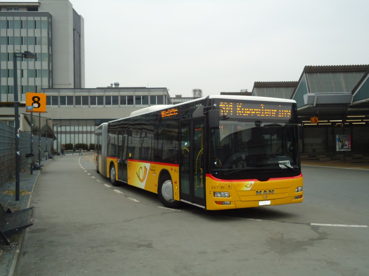 (132'680) - PostAuto Bern - Nr. 667/BE 615'372 - MAN am 7. Mrz 2011 in Bern, Postautostation