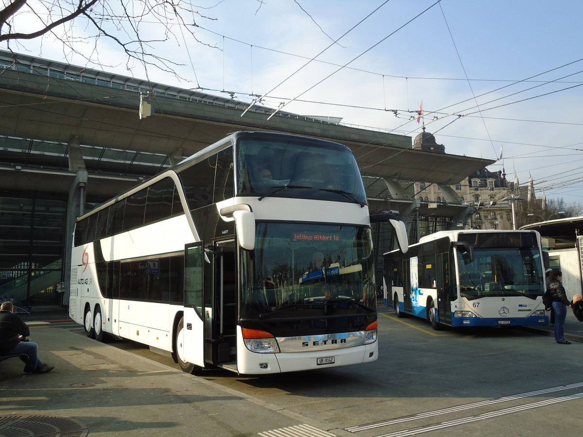 (132'963) - AAGU Altdorf - Nr. 60/UR 9142 - Setra am 11. Mrz 2011 beim Bahnhof Luzern