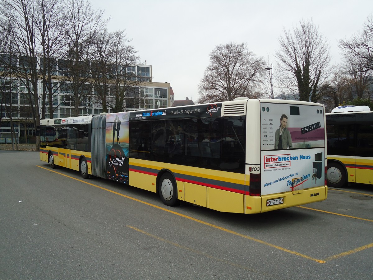 (133'071) - STI Thun - Nr. 103/BE 577'103 - MAN am 13. Mrz 2011 bei der Schifflndte Thun