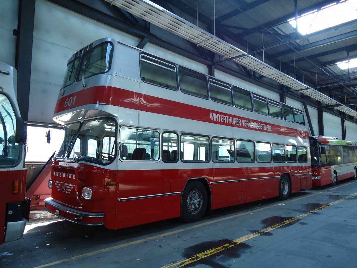 (133'093) - WV Winterthur - Nr. 601 - Bssing (ex Nr. 201; ex Amt fr Luftverkehr, Zrich Nr. 47; ex Swissair, Zrich Nr. 23) am 20. Mrz 2011 in Winterthur, Depot Grzefeld