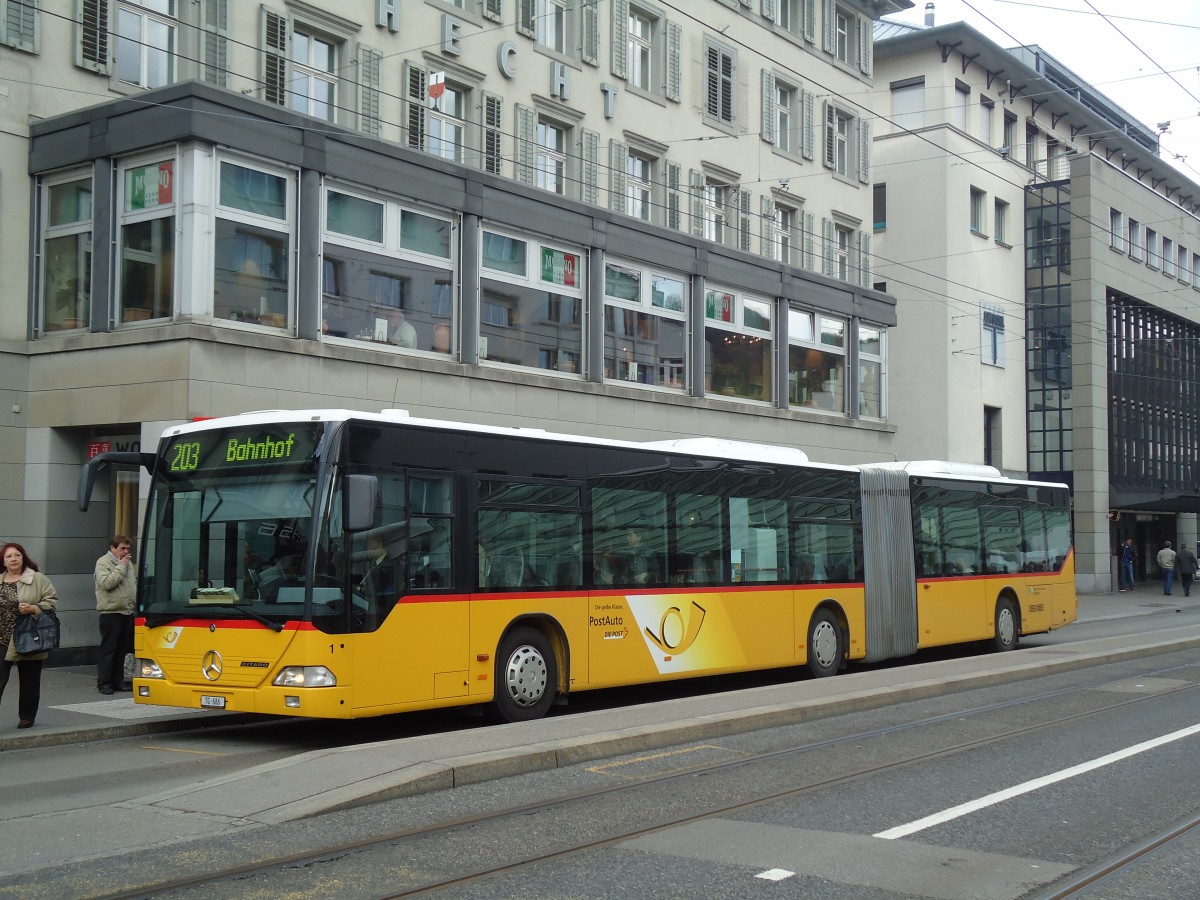 (133'241) - Eurobus, Arbon - Nr. 1/TG 686 - Mercedes am 13. April 2011 in St. Gallen, Marktplatz 