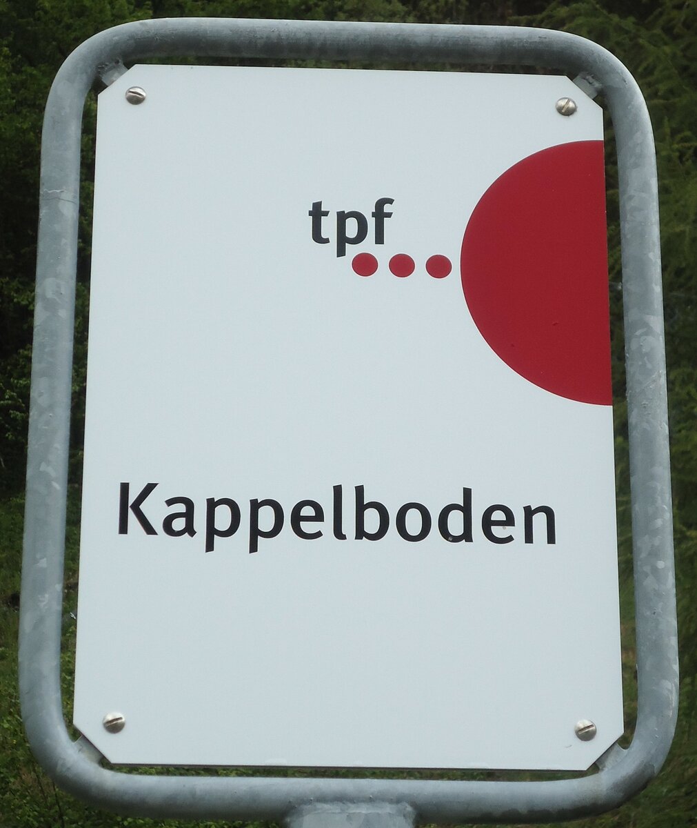 (133'670) - tpf-Haltestellenschild - Kappelboden, Kappelboden - am 15. Mai 2011