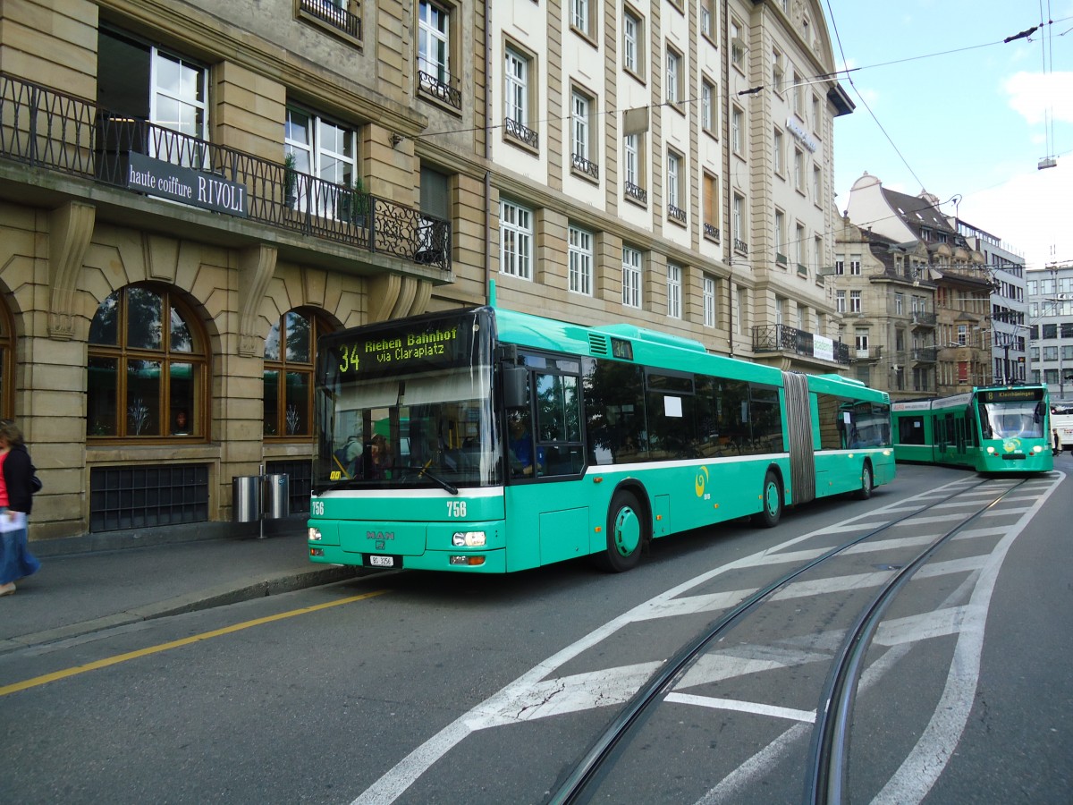 (133'709) - BVB Basel - Nr. 756/BS 3256 - MAN am 16. Mai 2011 in Basel, Schifflnde