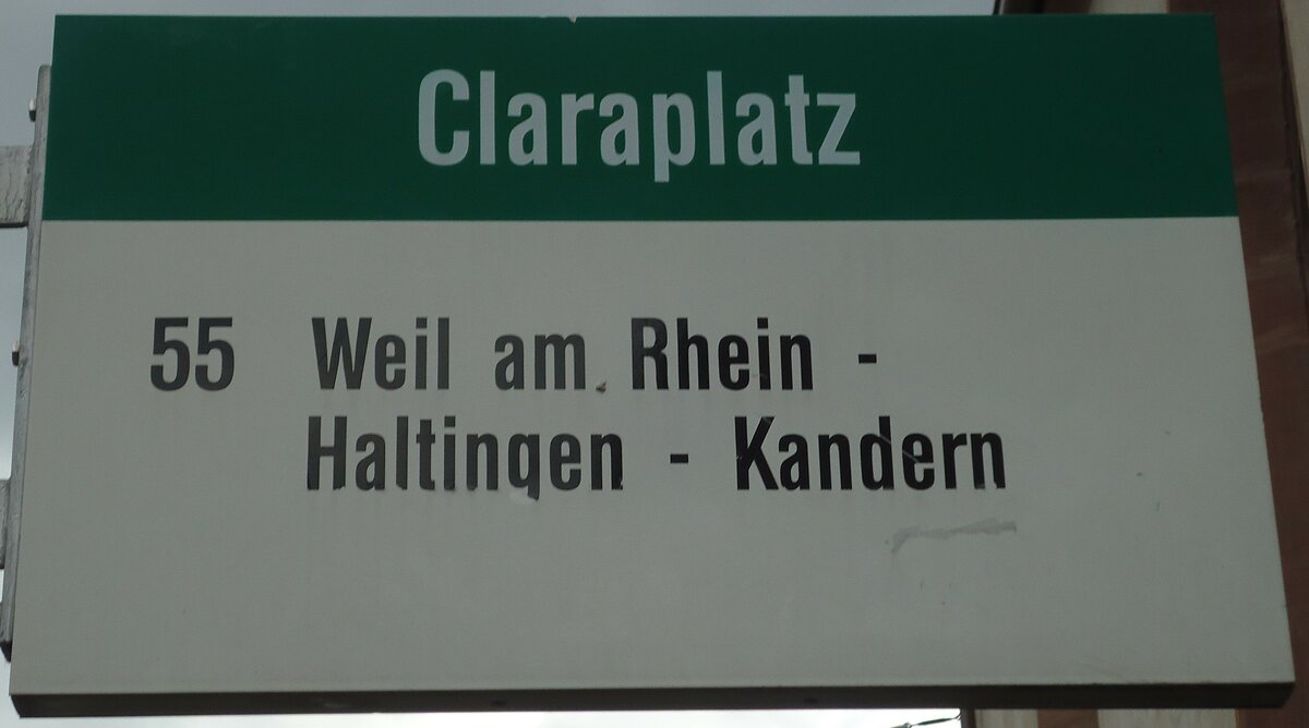 (133'719) - BVB-Haltestellenschild - Basel, Claraplatz - am 16. Mai 2011