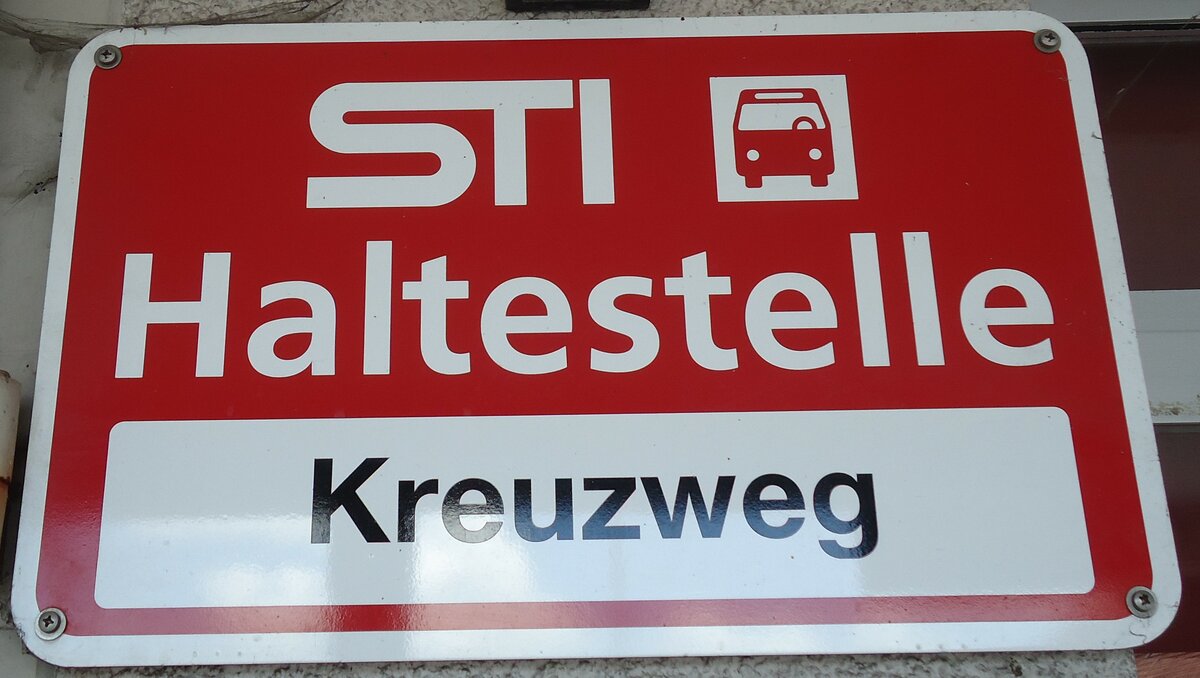 (133'875) - STI-Haltestellenschild - Unterlangenegg, Kreuzweg - am 28. Mai 2011