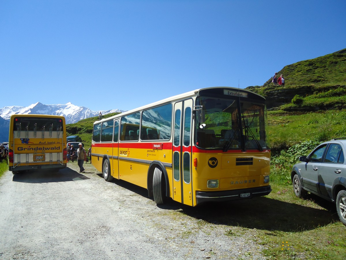 (134'685) - AVG Meiringen - Nr. 74/BE 607'481 - Saurer/R&J (ex P 24'357) am 3. Juli 2011 in Grindelwald, Bachlger