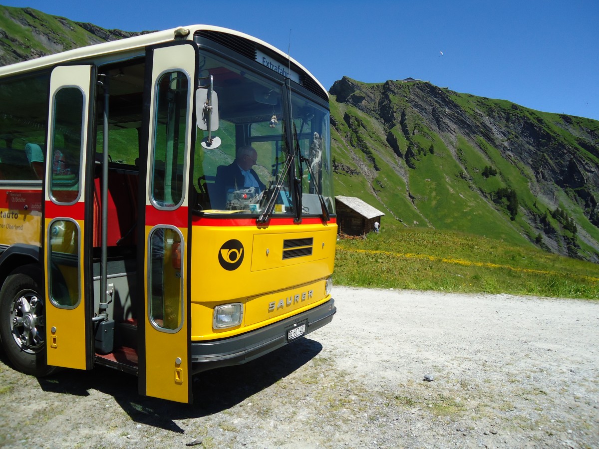 (134'718) - AVG Meiringen - Nr. 74/BE 607'481 - Saurer/R&J (ex P 24'357) am 3. Juli 2011 in Grindelwald, Bachlger (Teilaufnahme)