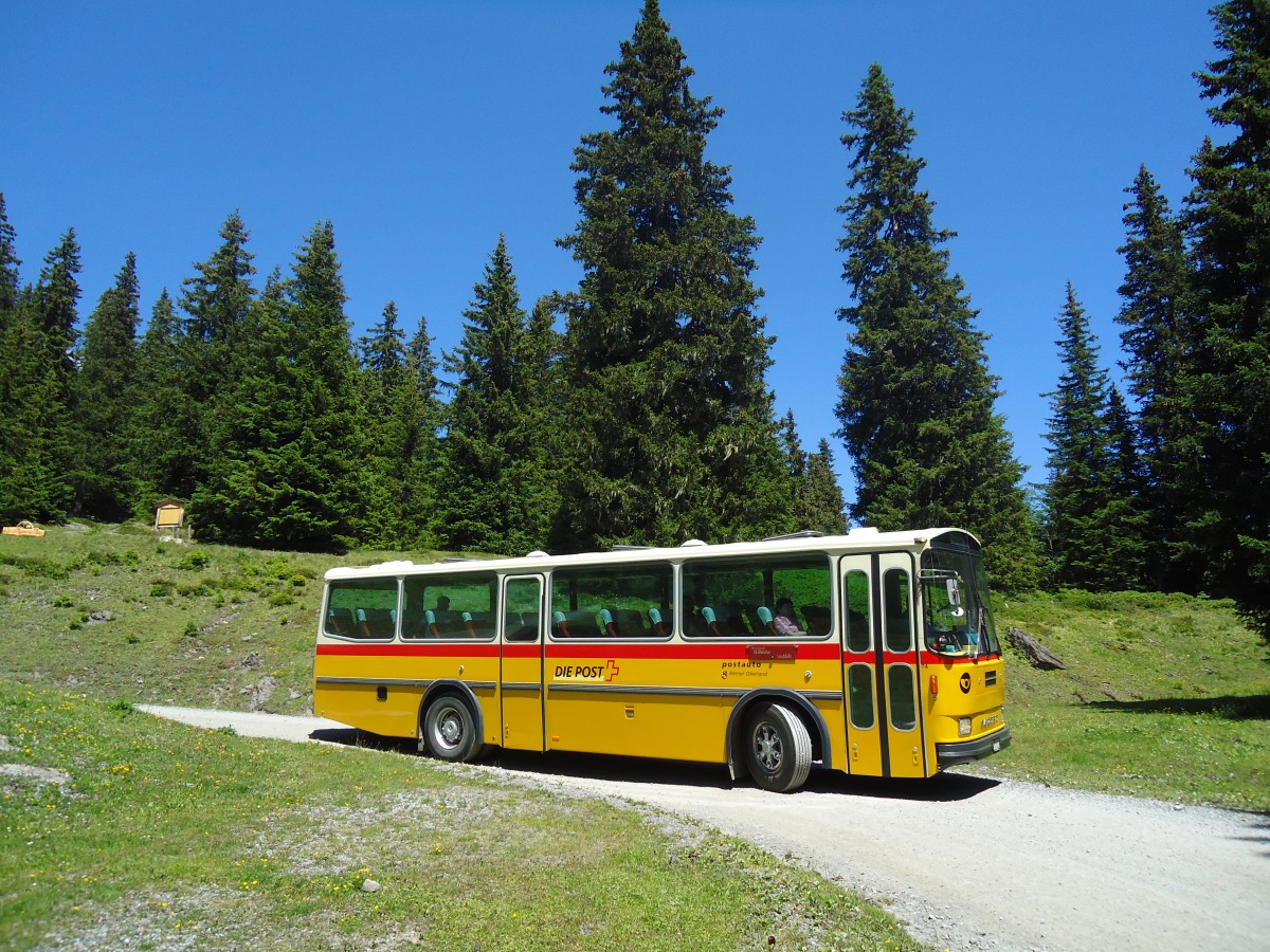 (134'724) - AVG Meiringen - Nr. 74/BE 607'481 - Saurer/R&J (ex P 24'357) auf der Strasse Waldspitz-Grindelwald