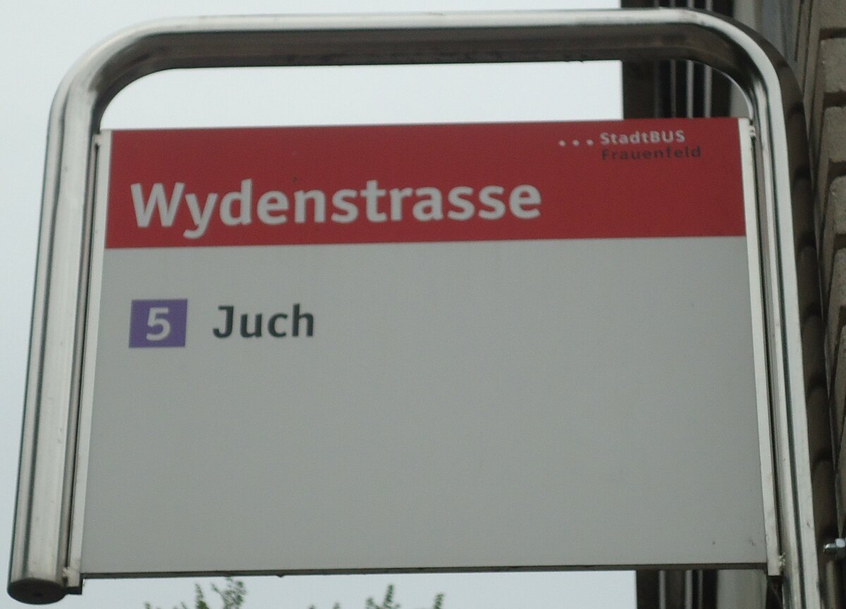 (134'905) - StadtBUS-Haltestellenschild - Frauenfeld, Wydenstrasse - am 10. Juli 2011