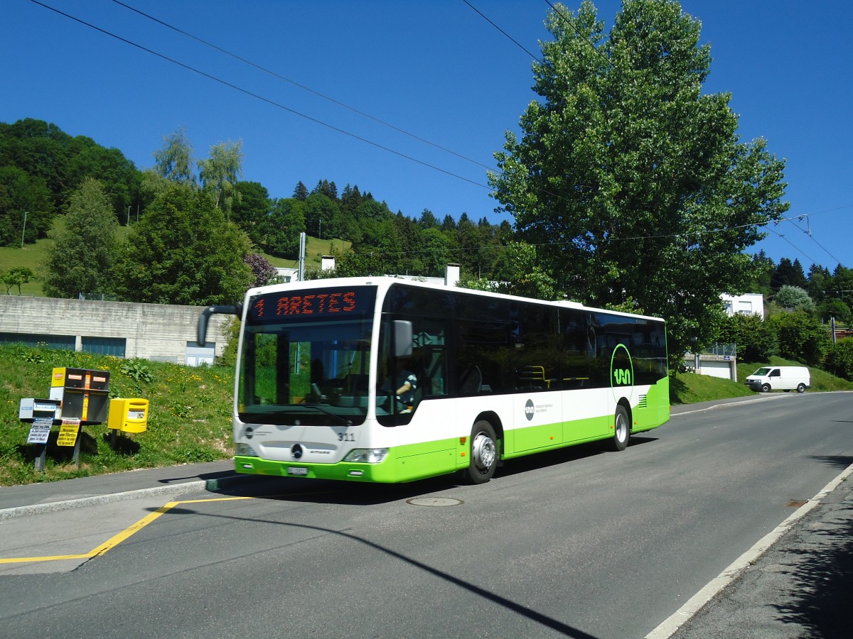 (134'973) - TRN La Chaux-de-Fonds - Nr. 311/NE 19'211 - Mercedes am 11. Juli 2011 in La Chaux-de-Fonds, Chapeau-Rabl