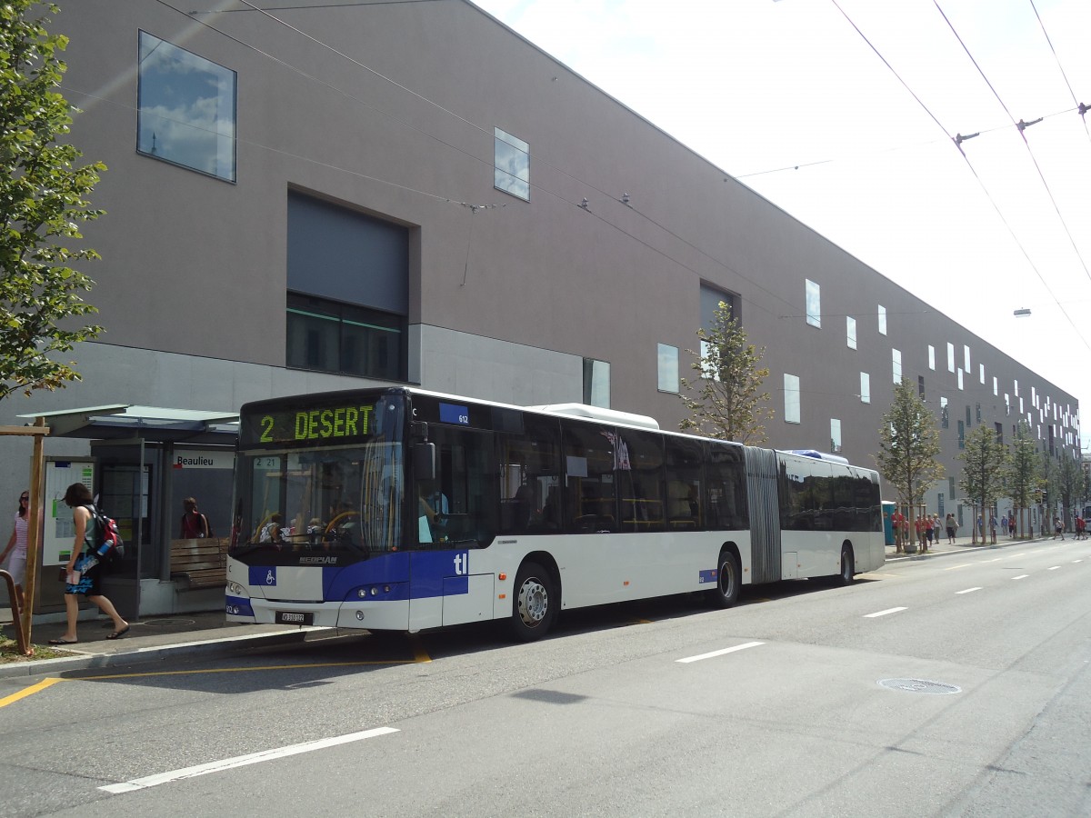 (135'042) - TL Lausanne - Nr. 612/VD 310'122 - Neoplan am 12. Juli 2011 in Lausanne, Beaulieu