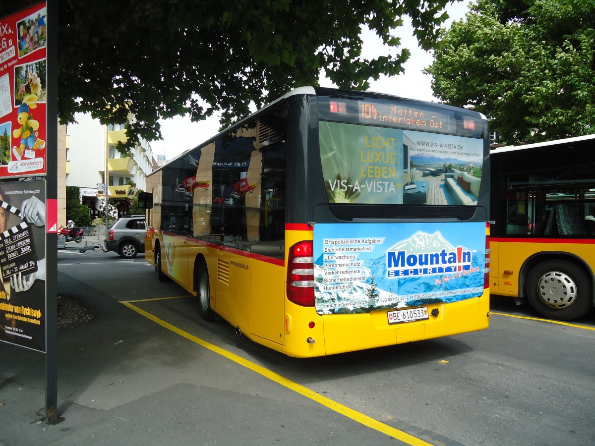 (135'174) - PostAuto Bern - BE 610'533 - Mercedes am 15. Juli 2011 beim Bahnhof Interlaken West