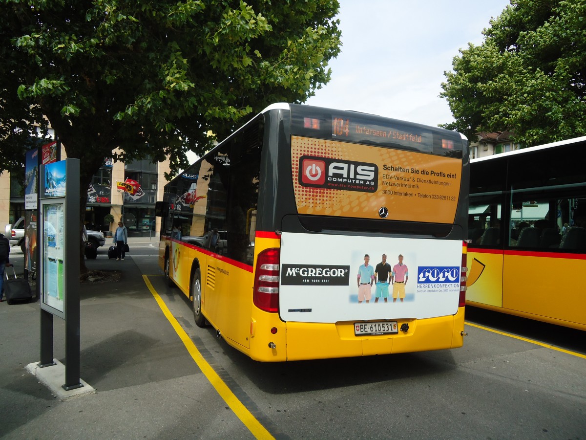 (135'176) - PostAuto Bern - BE 610'531 - Mercedes am 15. Juli 2011 beim Bahnhof Interlaken West