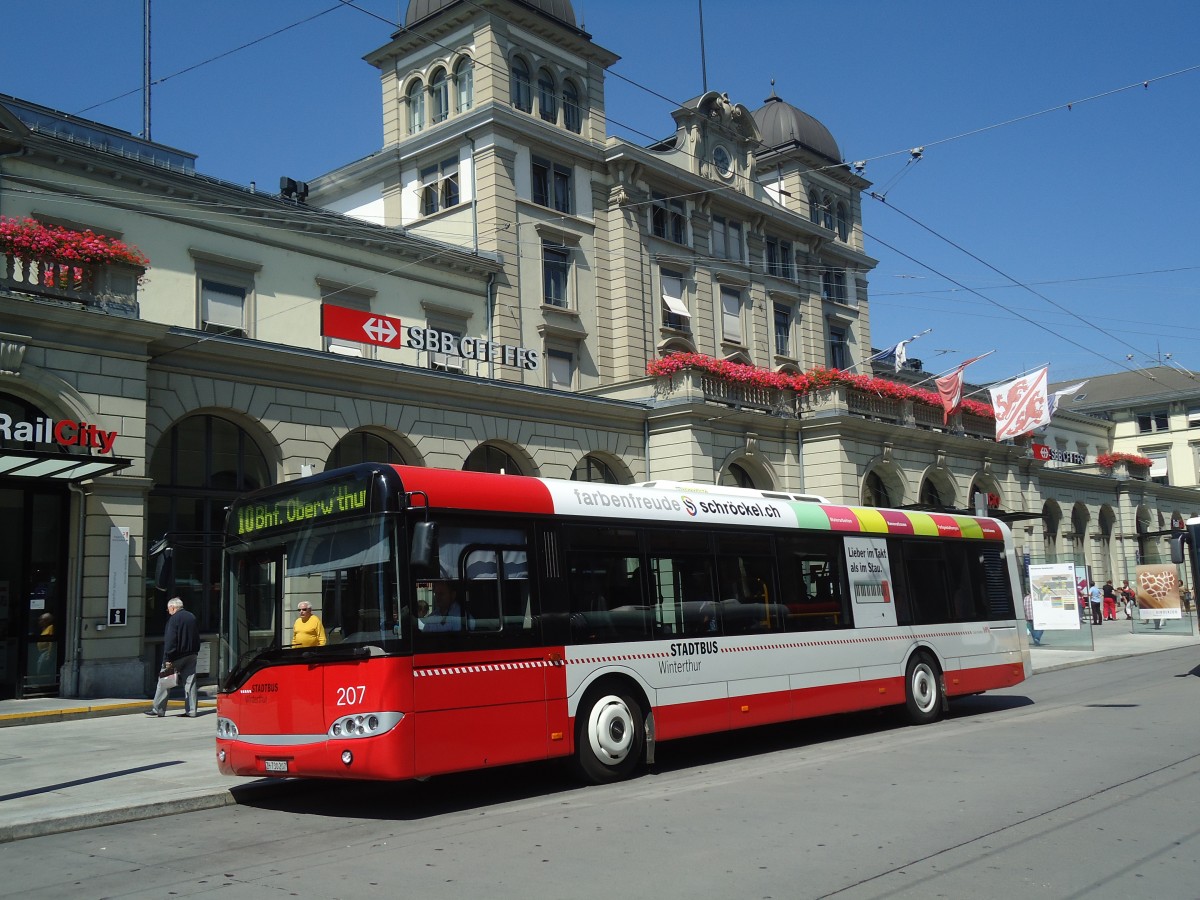 (135'501) - SW Winterthur - Nr. 207/ZH 730'207 - Solaris am 17. August 2011 beim Hauptbahnhof Winterthur