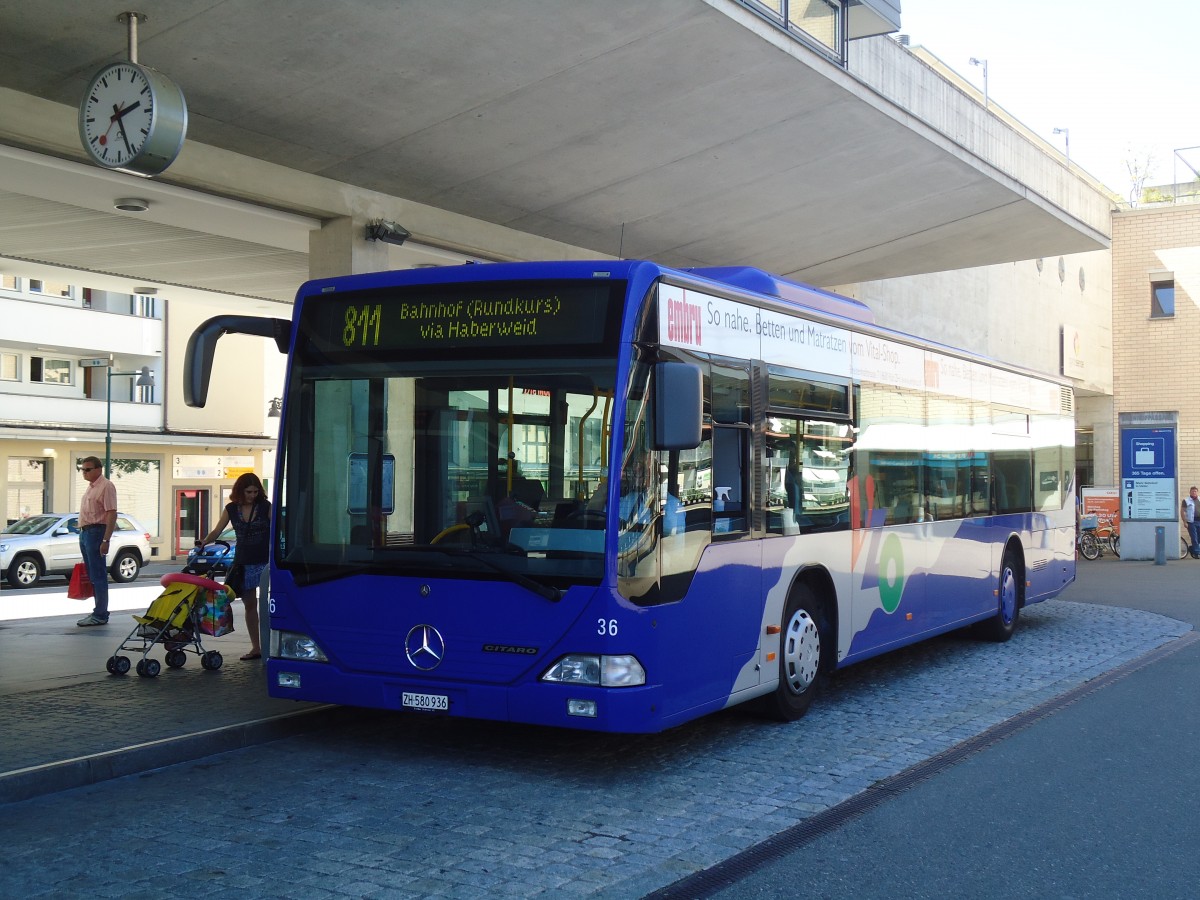 (135'503) - VZO Grningen - Nr. 36/ZH 580'936 - Mercedes am 17. August 2011 beim Bahnhof Uster