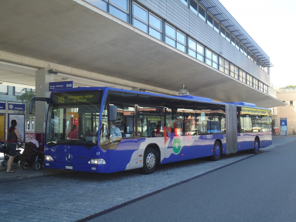 (135'514) - VZO Grningen - Nr. 67/ZH 512'813 - Mercedes am 17. August 2011 beim Bahnhof Uster