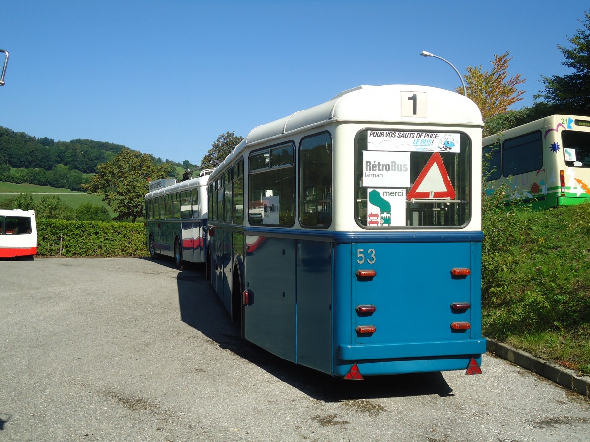 (135'577) - VMCV Clarens (Rtrobus) - Nr. 53 - Rochat/Moser Personenanhnger am 20. August 2011 in Moudon, Rtrobus