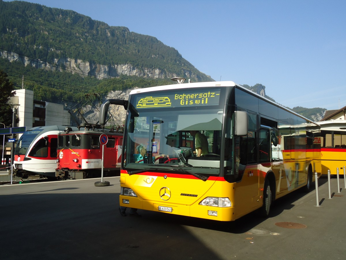 (135'667) - PostAuto Bern - BE 610'543 - Mercedes (ex P 25'381) am 21. August 2011 beim Bahnhof Meiringen