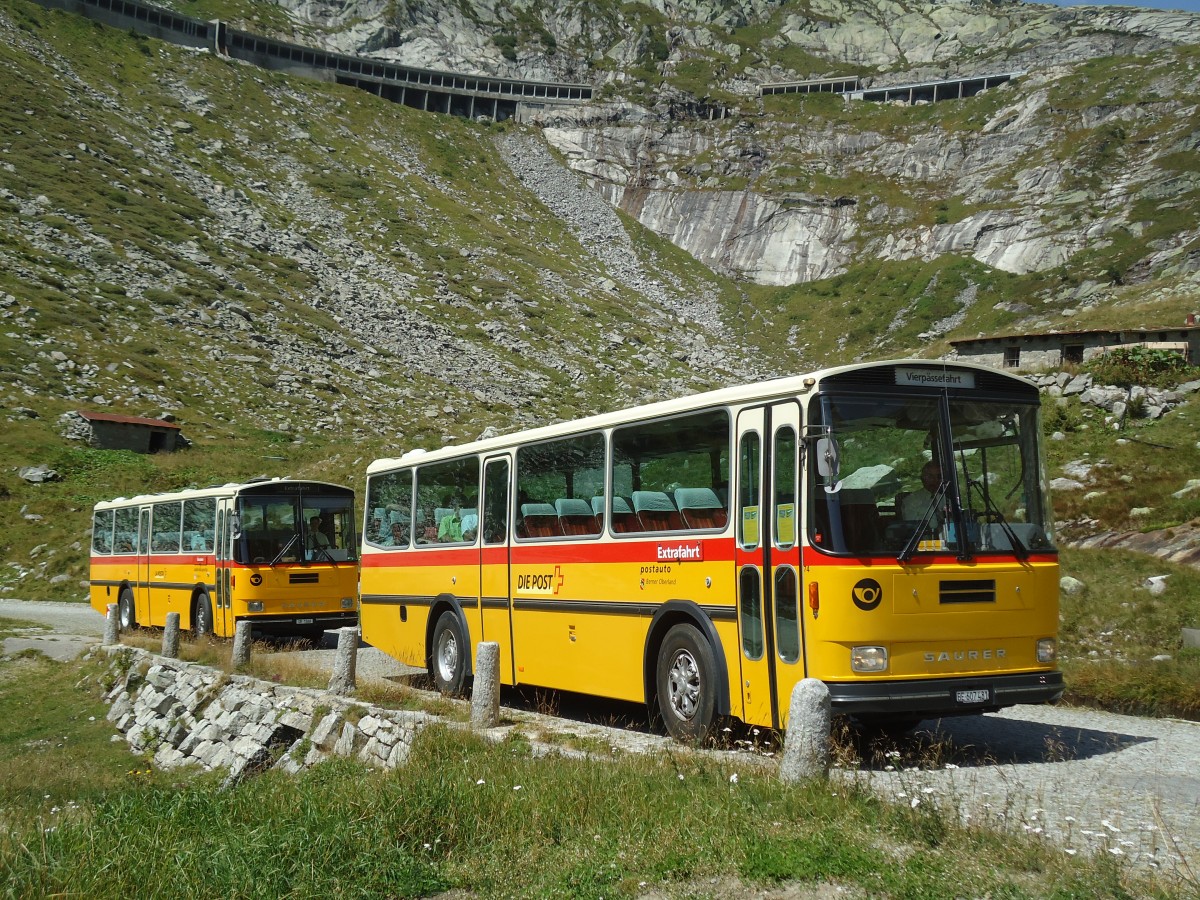 (135'706) - AVG Meiringen - Nr. 74/BE 607'481 - Saurer/R&J (ex P 24'357) am 21. August 2011 in Gotthard, Alte Tremolastrasse