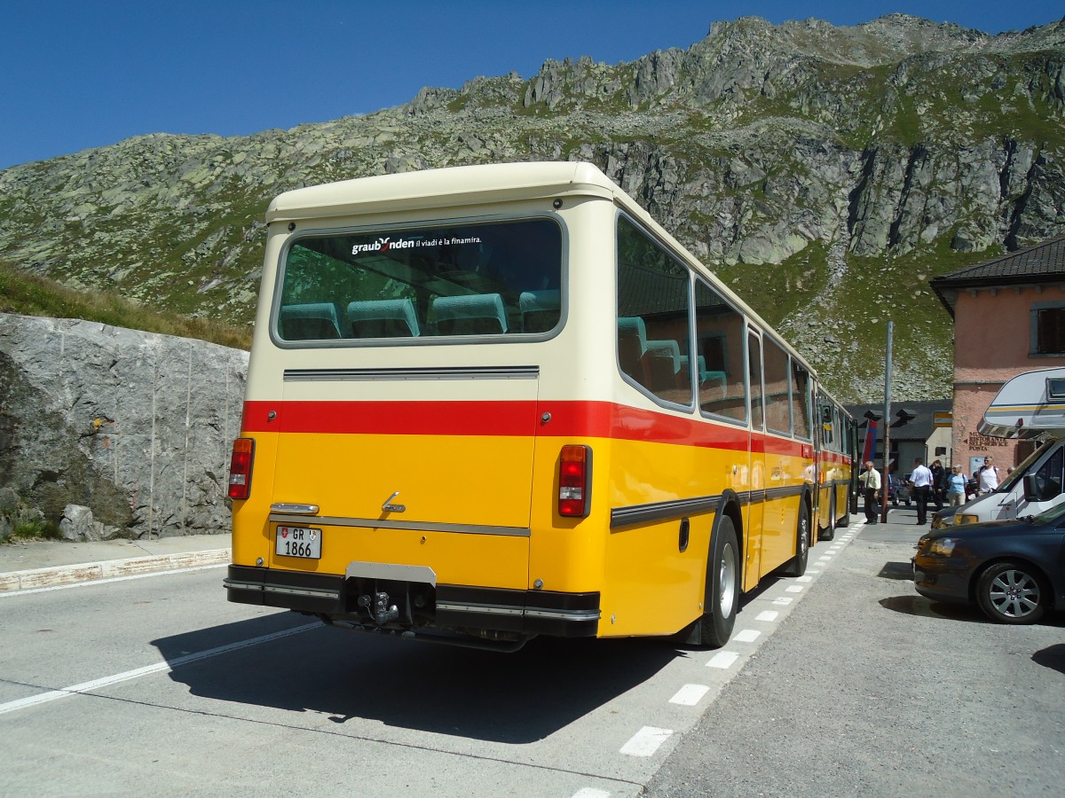 (135'720) - Mark, Andeer - GR 1866 - Saurer/R&J (ex PostAuto Graubnden; ex P 24'350) am 21. August 2011 in Gotthard, Passhhe