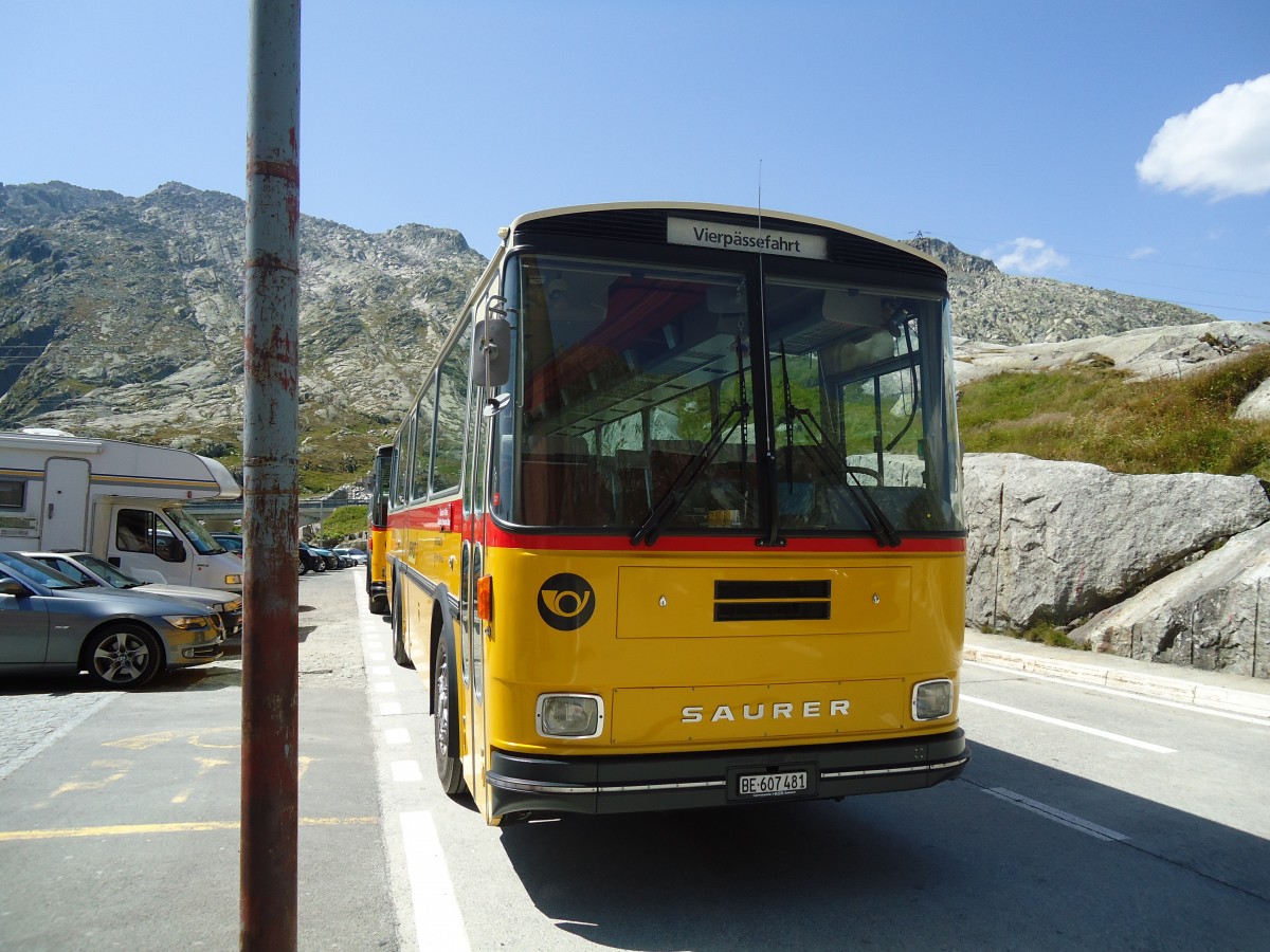 (135'721) - AVG Meiringen - Nr. 74/BE 607'481 - Saurer/R&J (ex P 24'357) am 21. August 2011 in Gotthard, Passhhe