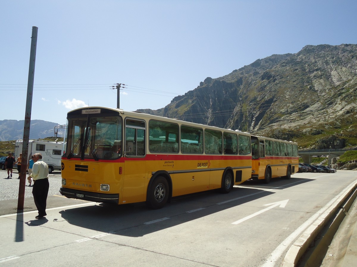 (135'722) - AVG Meiringen - Nr. 74/BE 607'481 - Saurer/R&J (ex P 24'357) am 21. August 2011 in Gotthard, Passhhe