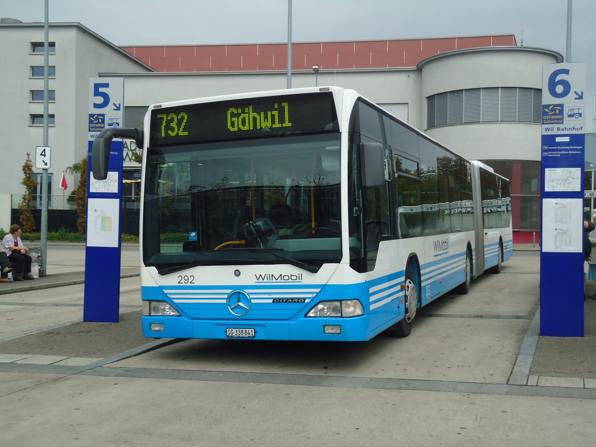 (135'899) - WilMobil, Wil - Nr. 292/SG 338'841 - Mercedes (ex RTB Altsttten Nr. 1) am 14. September 2011 beim Bahnhof Wil