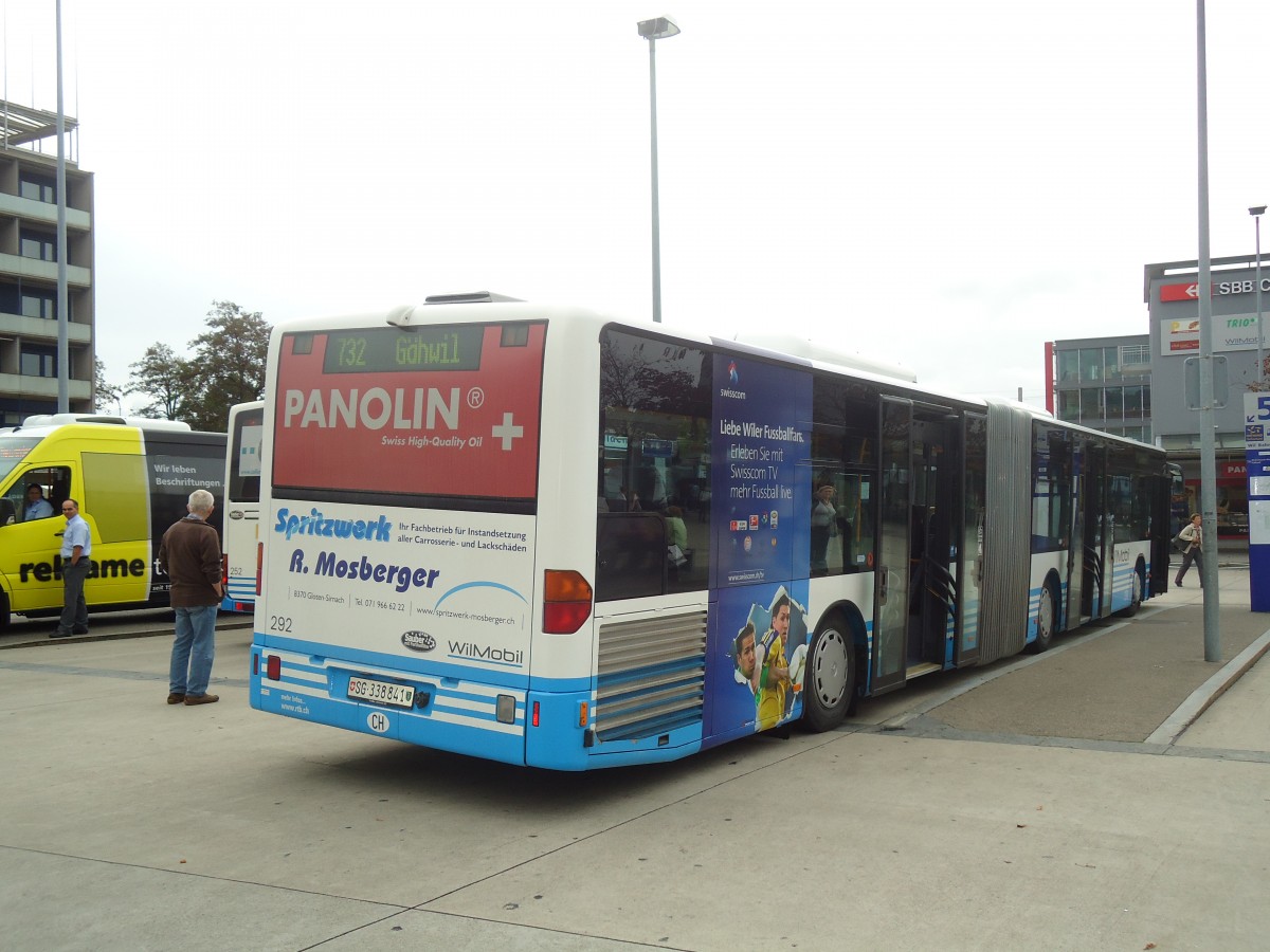 (135'901) - WilMobil, Wil - Nr. 292/SG 338'841 - Mercedes (ex RTB Altsttten Nr. 1) am 14. September 2011 beim Bahnhof Wil