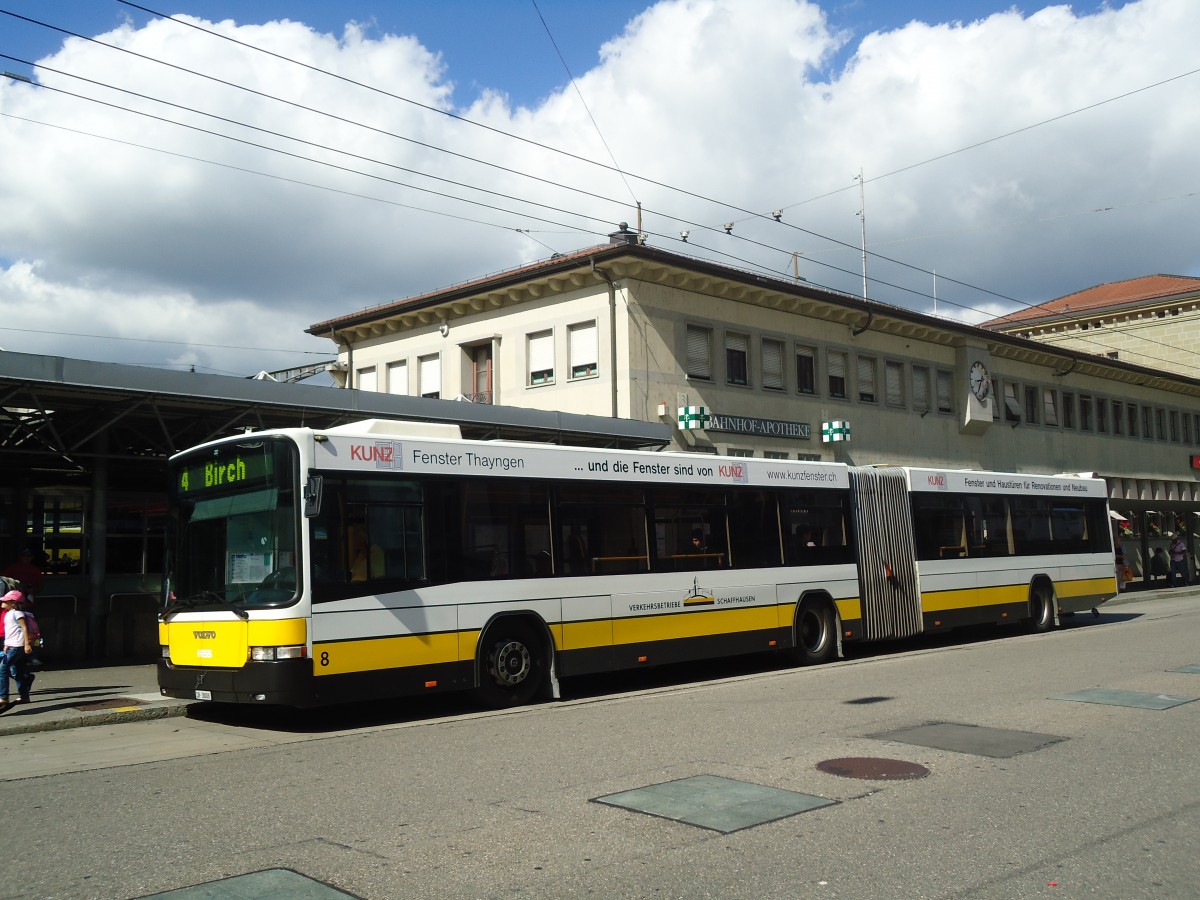 (135'935) - VBSH Schaffhausen - Nr. 8/SH 38'008 - Volvo/Hess am 14. September 2011 beim Bahnhof Schaffhausen