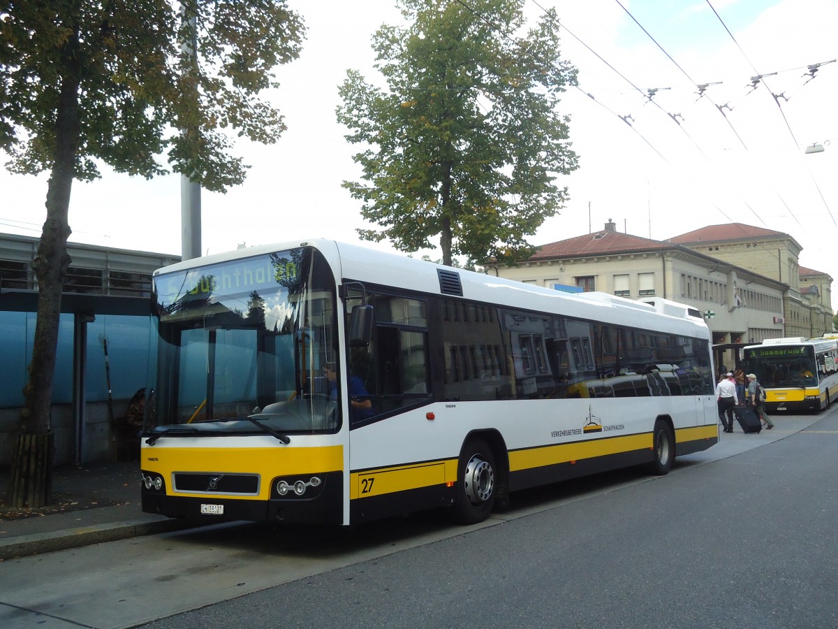 (135'948) - VBSH Schaffhausen - Nr. 27/SH 38'027 - Volvo am 14. September 2011 beim Bahnhof Schaffhausen