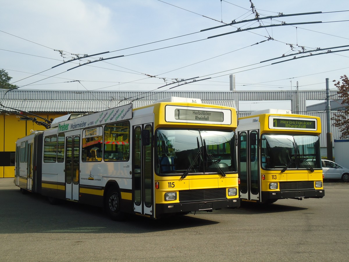 (136'080) - VBSH Schaffhausen - Nr. 115 - NAW/Hess Gelenktrolleybus am 25. September 2011 in Schaffhausen, Busdepot