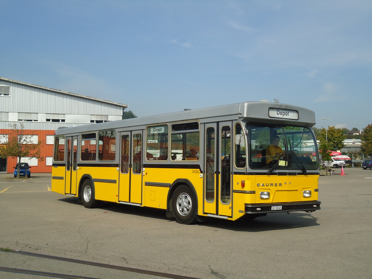 (136'140) - Wanner, Schleitheim - SH 58'045 - Saurer/Hess (ex Ruklic, Schaffhausen; ex VBSH Schaffhausen Nr. 40; ex VBSH Schaffhausen Nr. 19) am 25. September 2011 in Schaffhausen, Majorenacker